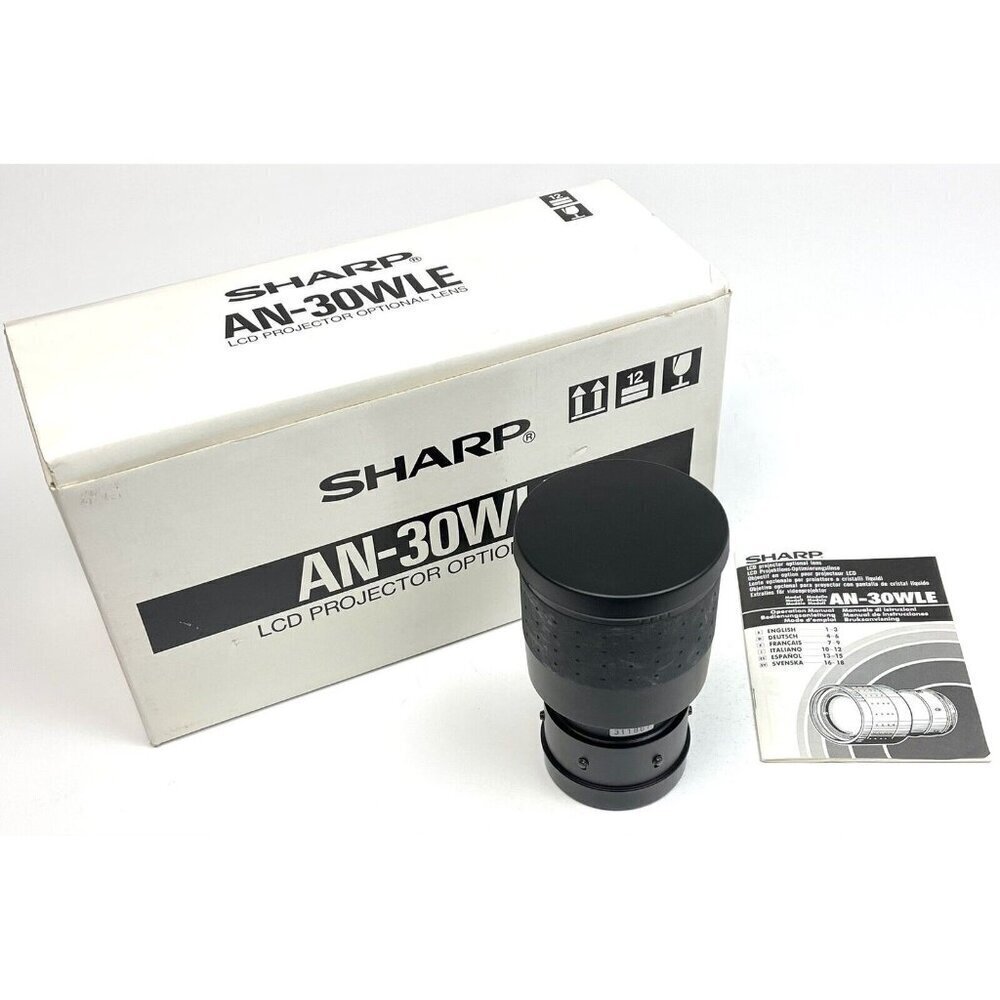 SHARP LCD Projector Optional LENS AN-30WLE 90mm 1:4.5 w/ Caps Box Manual EUC